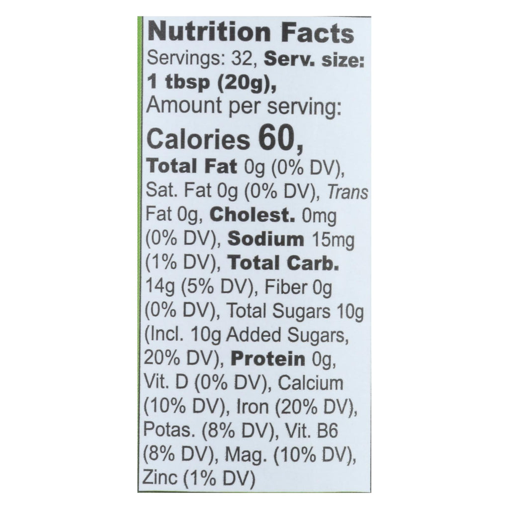 Organic Blackstrap Molasses, Unsulphured, 16oz, 12-Pack
