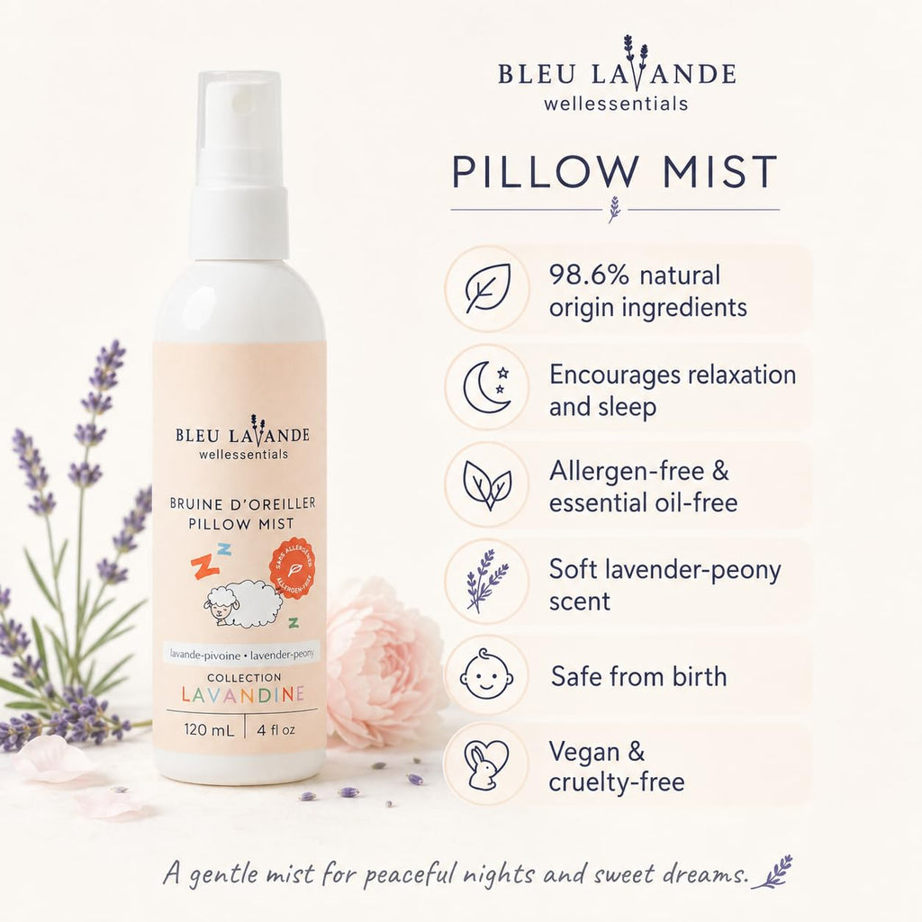 Bleu Lavande Baby Pillow Mist Bedtime Room Spray, Lavender-Peony, 4 fl oz