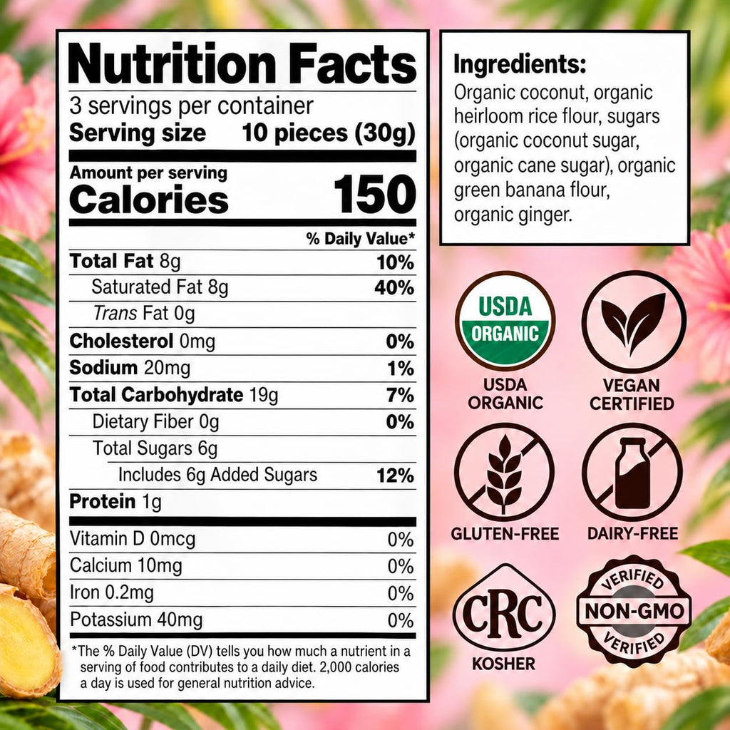 Cha's Organics Coconut Rolls, Organic Gluten Free Wafer Cookies, 3.5oz