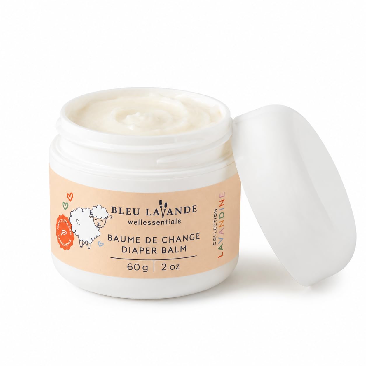 Bleu Lavande Natural Baby Diaper Balm, Allergen-Free Skin Cream, 2.1 oz