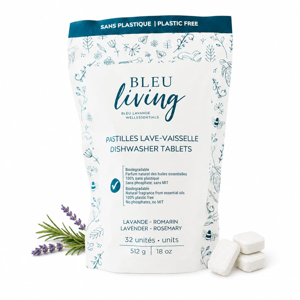 Bleu Lavande Plastic-Free Dishwasher Tablets, Lavender Rosemary, 32 Count