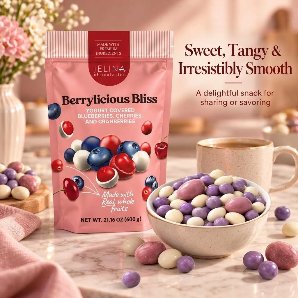 Jelina Chocolatier Berrylicious Bliss Yogurt Covered Berries, 21.16 oz