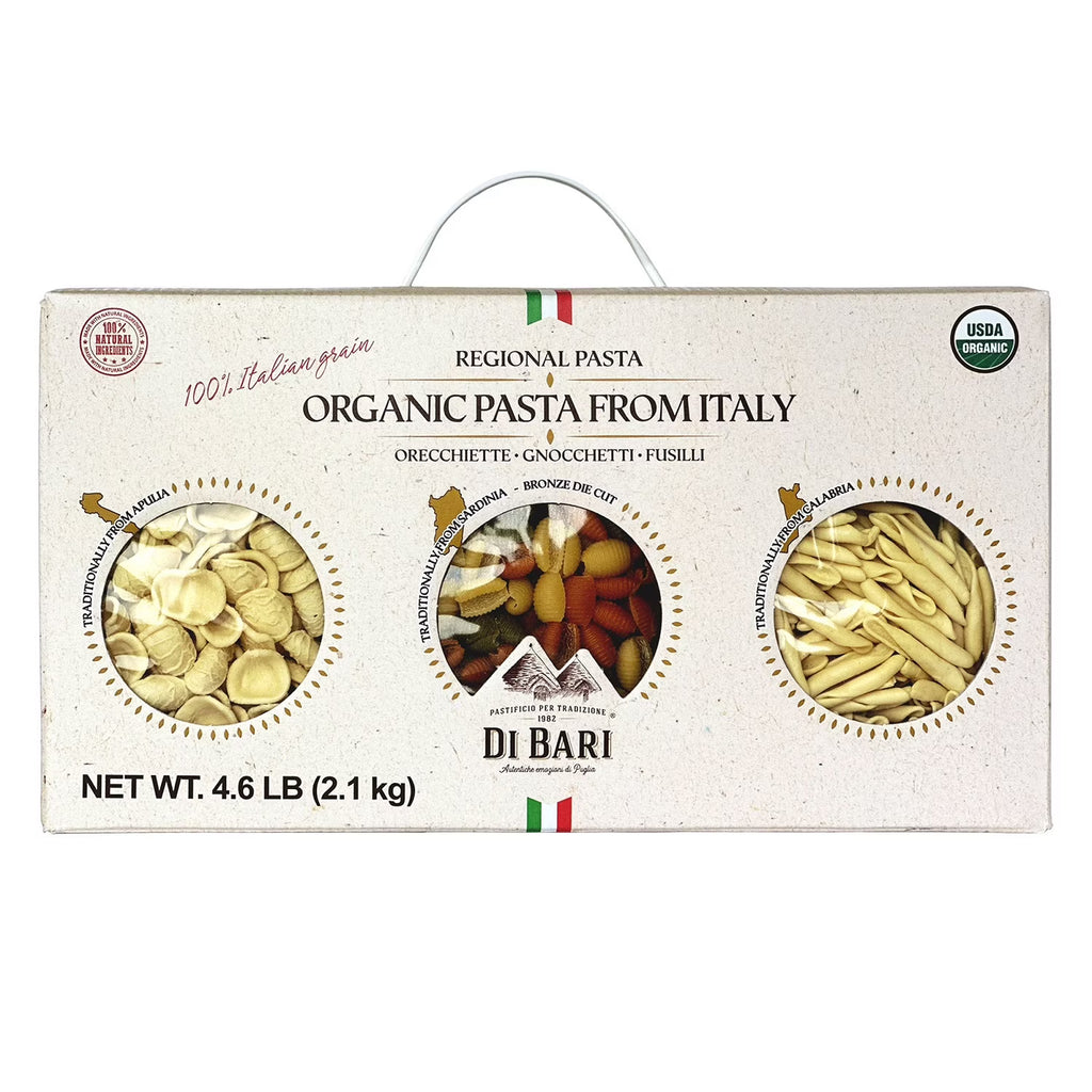 Di Bari Organic Regional Pasta Variety Pack – 6 Italian Pasta Types – Imported from Italy – 4.6 lb (2.1 kg)