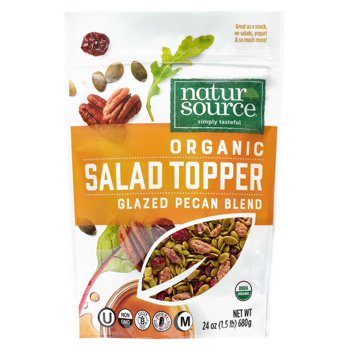 naturSource Organic Salad Topper Glazed Pecan Blend 24 oz (1.5 lb) Gluten-Free, Non-GMO, No Artificial Flavors or Colors