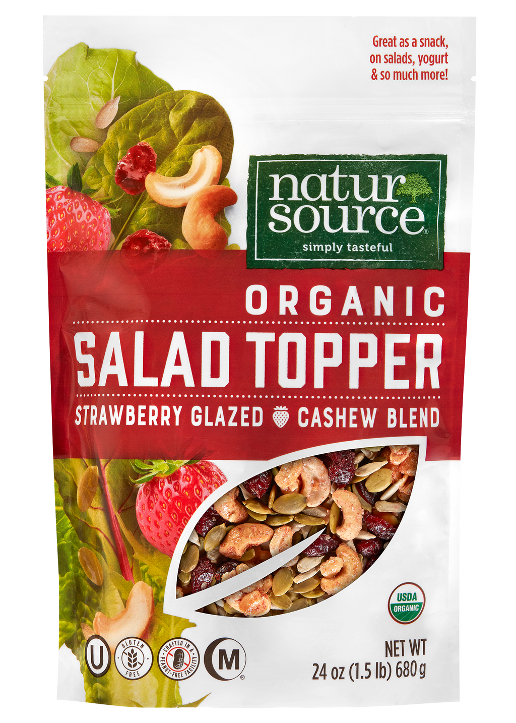 naturSource Organic Salad Topper Strawberry Glazed Cashew Blend 24 oz (1.5 lb), Gluten-Free,Non-GMO, No Artificial Flavors or Colors