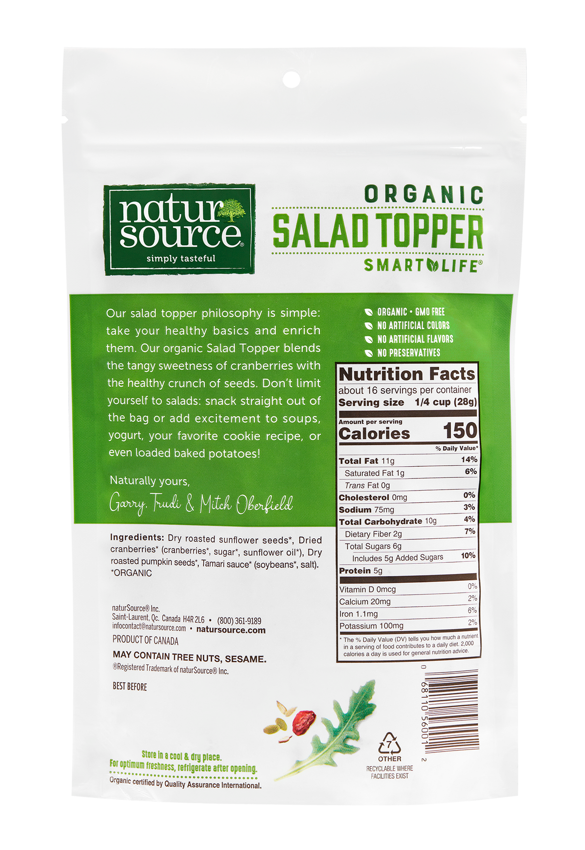 naturSource Organic Salad Topper Smart Life 16 oz (1 lb) Gluten-Free, Non-GMO, No Artificial Flavors or Colors