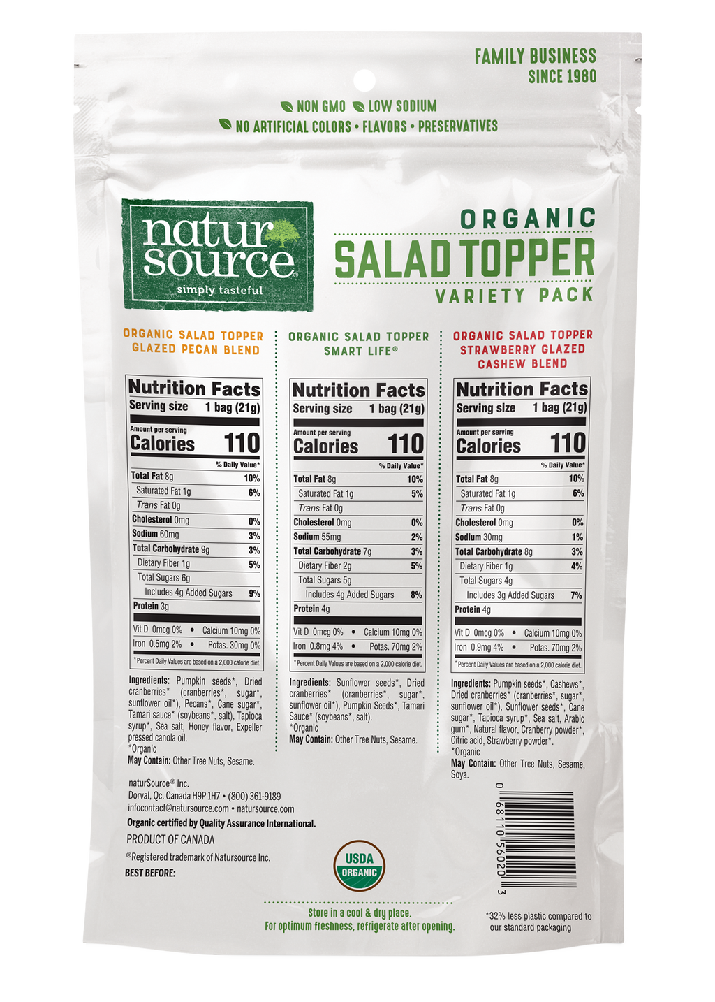 naturSource Organic Salad Topper Variety Multi-Pack, 7 Single-Serve 0.75 oz Bags, 5.25 oz Total