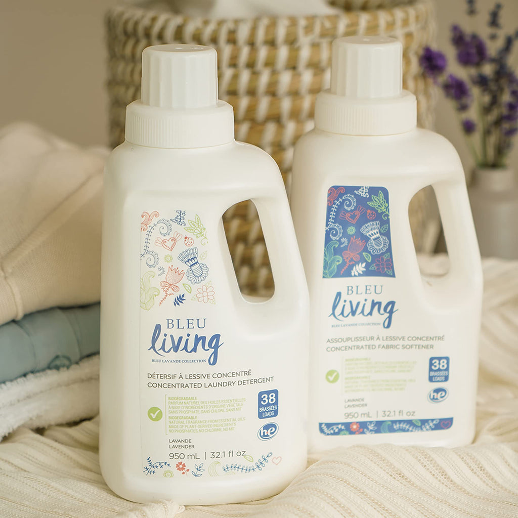 Bleu Lavande - 3 Pack Natural Liquid Laundry Detergent - Concentrated Detergent - Biodegradable - Pure Lavender Essential Oil - No Phosphates - No artificial fragrances - 3x 32.1 Fl Oz
