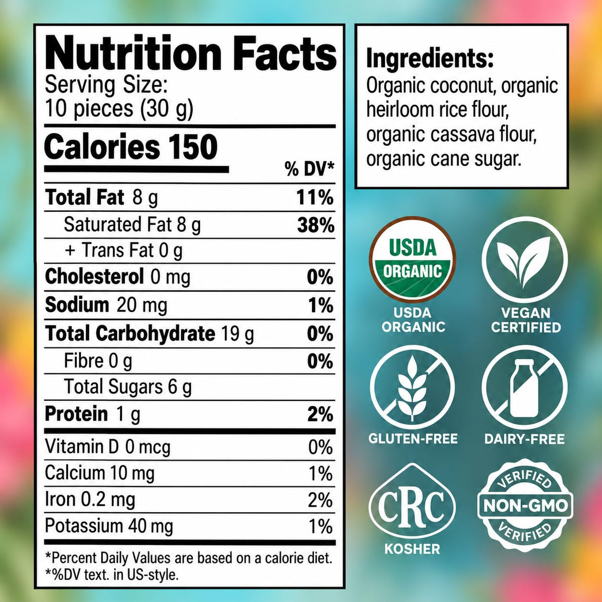 Cha's Organics Organic Coconut Rolls Variety Pack, 3 Flavors, 3.5 oz Each