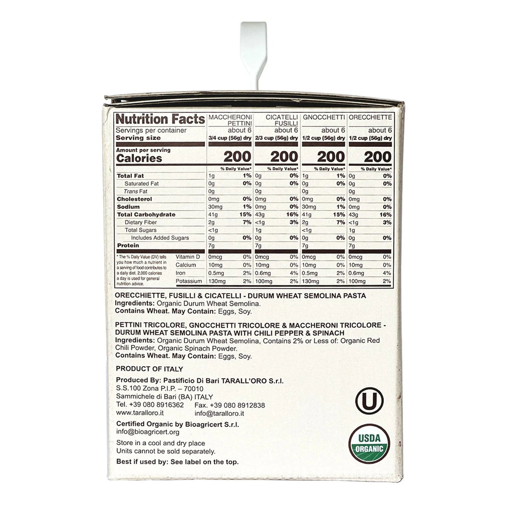 Di Bari Organic Regional Pasta Variety Pack – 6 Italian Pasta Types – Imported from Italy – 4.6 lb (2.1 kg)