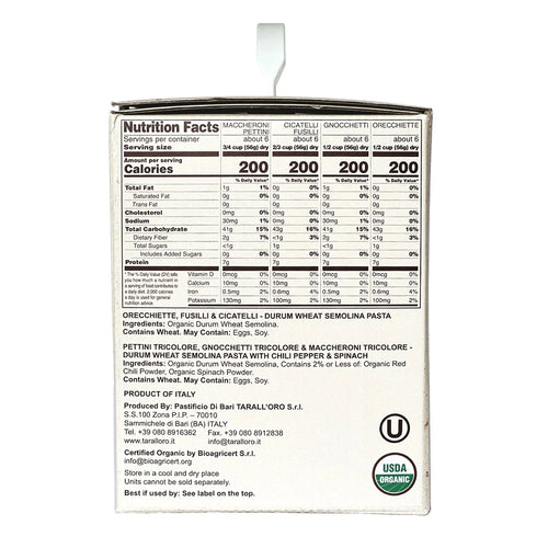 Di Bari Organic Regional Pasta Variety Pack – 6 Italian Pasta Types – Imported from Italy – 4.6 lb (2.1 kg)