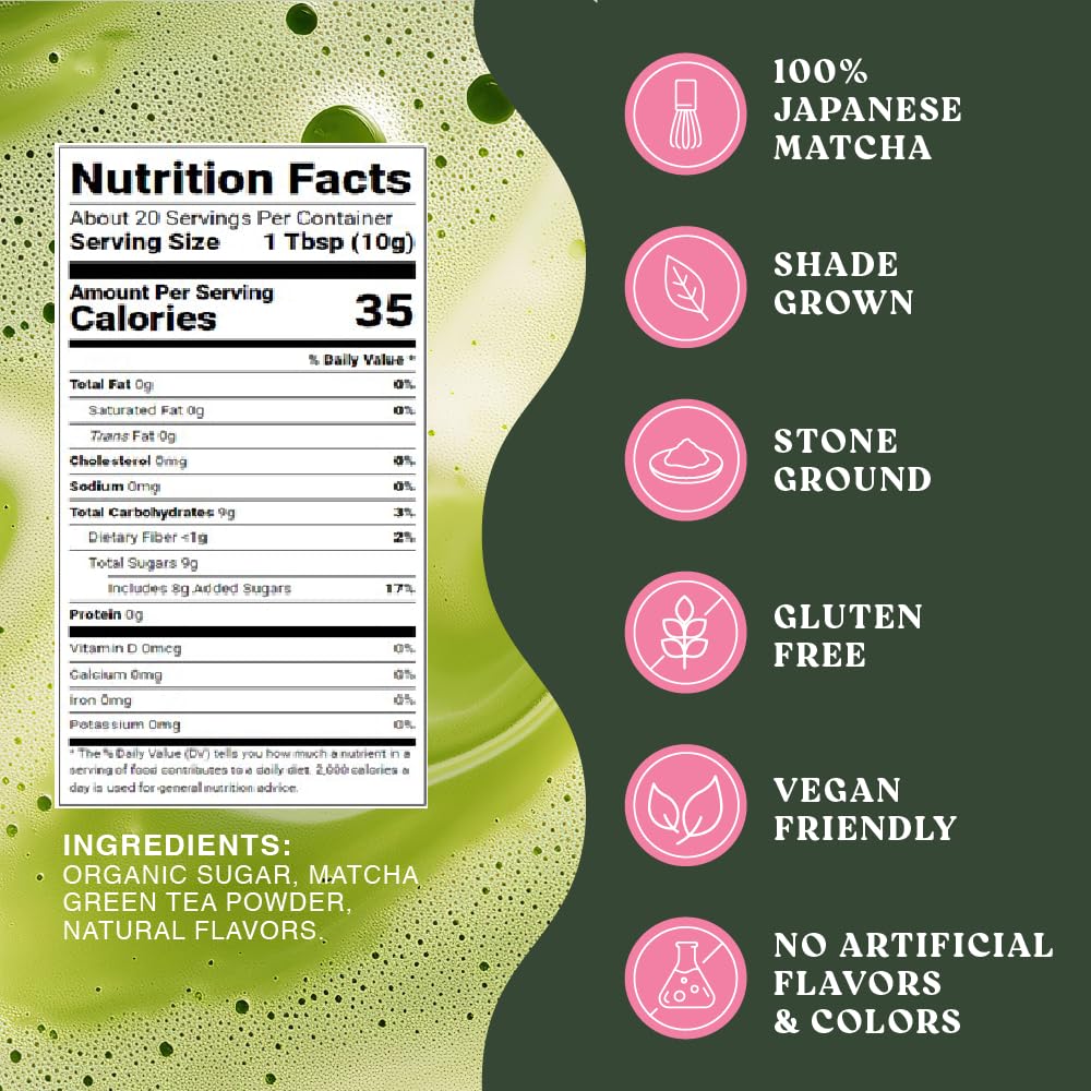 The Harmony Matcha Strawberry (10 Sticks) Premium Japanese Matcha Powder, Rich in Antioxidants & L-Theanine, Sweetened with Organic Sugar, No Preservatives