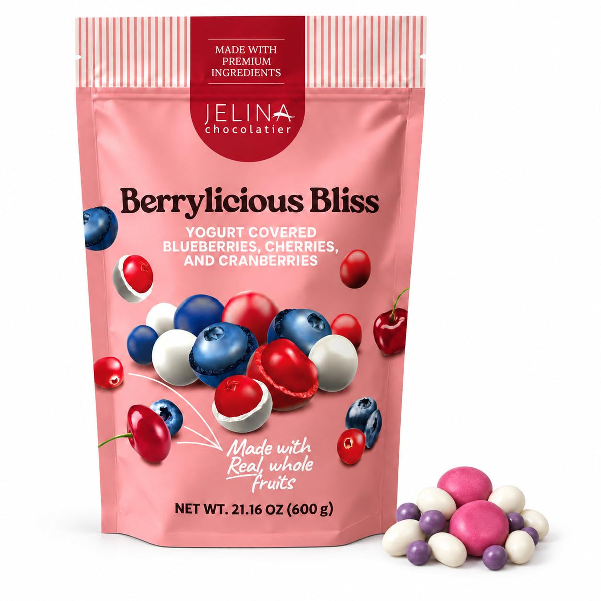Jelina Chocolatier Berrylicious Bliss Yogurt Covered Berries, 21.16 oz