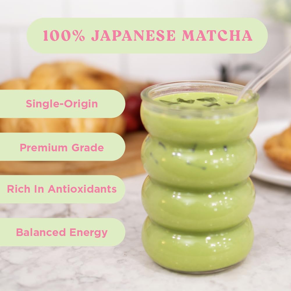 The Harmony Matcha Strawberry (10 Sticks) Premium Japanese Matcha Powder, Rich in Antioxidants & L-Theanine, Sweetened with Organic Sugar, No Preservatives