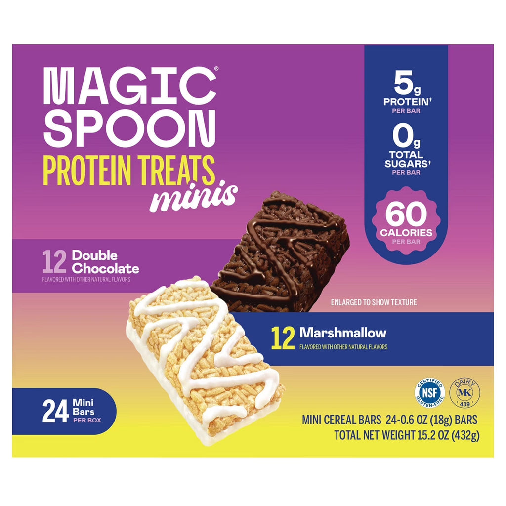 Magic-Spoons Protein Treats Minis (24 Count.) Double Chocolate & Marshmallow, Keto Friendly, 5g Protein, Low Sugar, Gluten-Free Snack Bars