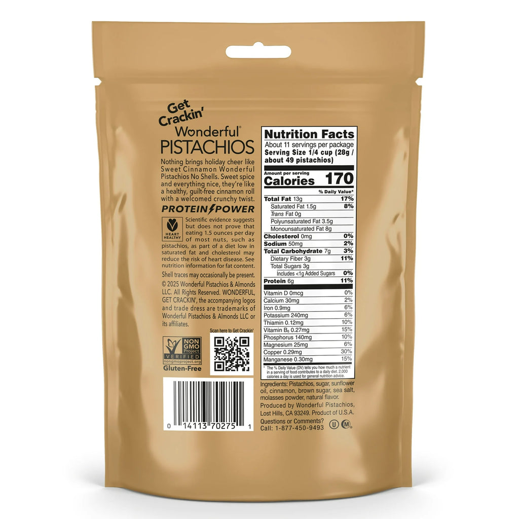 Wonderful Pistachios No Shells Sweet Cinnamon Nuts, 11 Ounce B