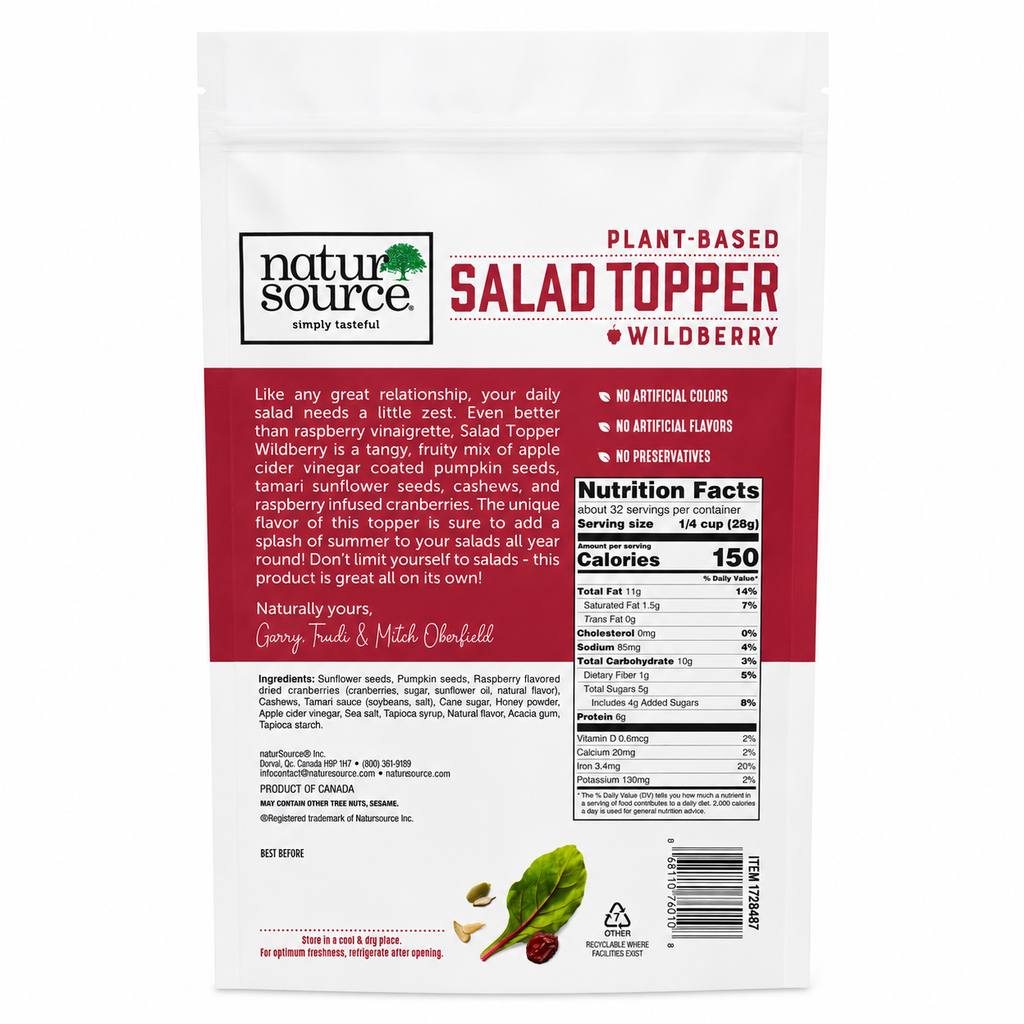 naturSource Salad Topper Wildberry 32 oz (2 lb) - Salad Toppings, Salad Mix, Seeds and Cranberries, for Salad, Oatmeal or Yogurt, Natural, Gluten Free